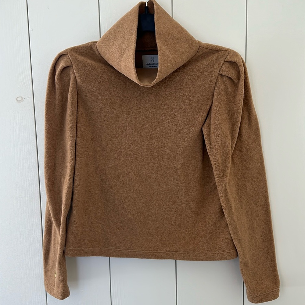 Dudley Stevens Camel Palmer Puff Sleeve Turtleneck